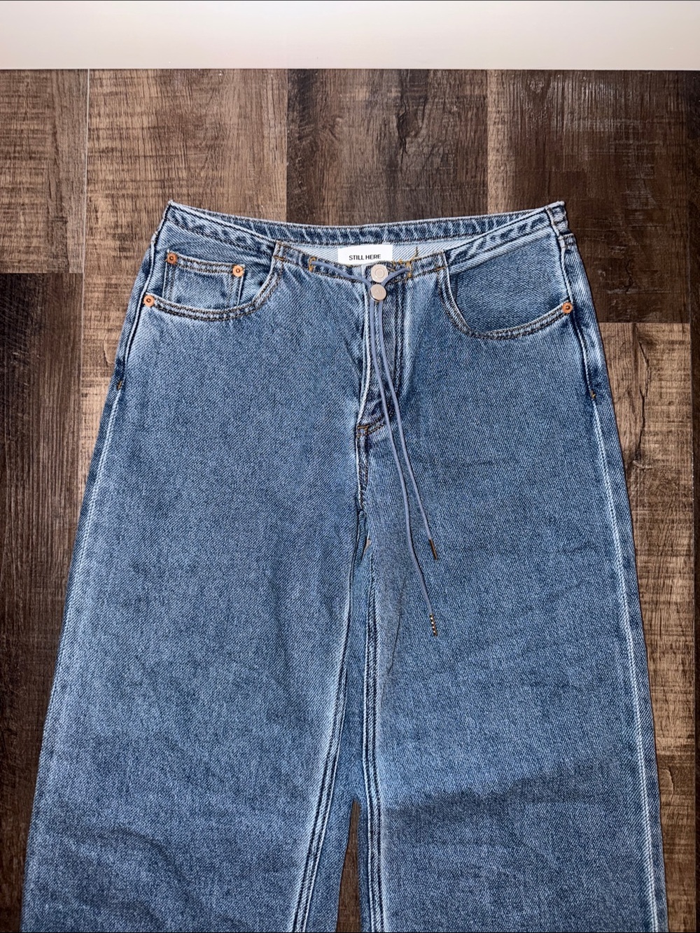 Still Here Wide Leg Jeans in Light Blue SHORT length